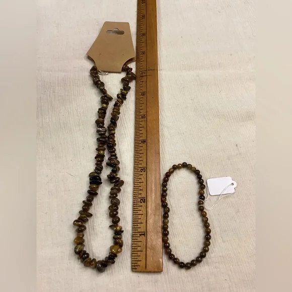 🚨Elegant Brown Tiger Eye Beaded Necklace and Bracelet Set - Picture 5 of 5